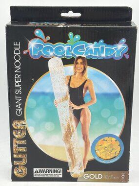 PoolCandy Glitter Giant Super Noodle With Holographic Gold Glitter Inside 72" x